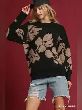 Umgee Floral Long Sleeve Sweater